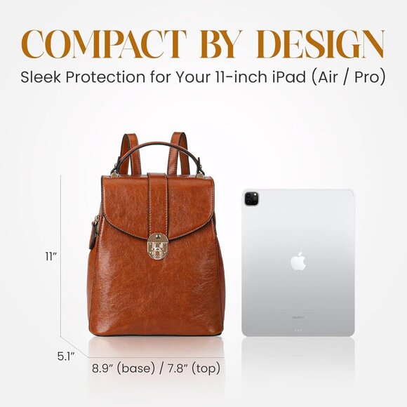 Stylish Compact Vegan Leather Backpack Handbag with Anti-Theft Pocket, Brown main image 4